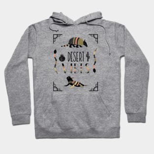 Desert Vibes Armadillo and Horned Lizard Southwestern Art Deco Motif Hoodie